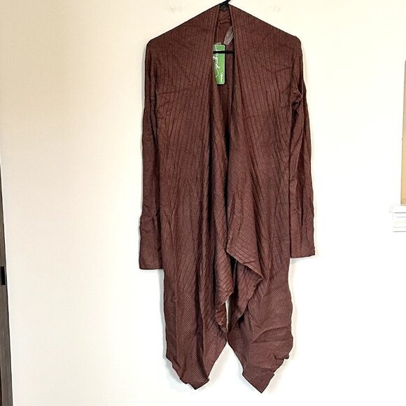 NWT Zuda Escovero Open Front Ribbed Cardigan Sweater in Chestnut - XXS - Picture 2 of 8
